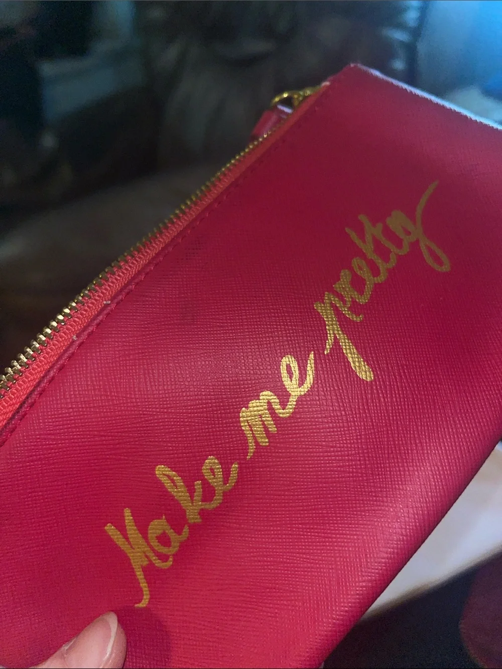 Me to We makeup bag, Velvet Jewelry Pouch deep pink Make me Pretty Pouch C57